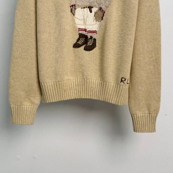 Polo Ralph Lauren Sweater Bear Oatmeal Color Rolled Collar Sweater - Picture 6 of 9